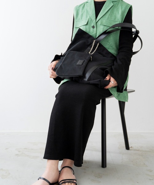 MURUA（ムルーア）の「MURUA (ムルーア) トートバッグ LINEN&CANVAS MR-B1131（トートバッグ・レディース・ブラック/ベージュ・FREE）」の6枚目の写真