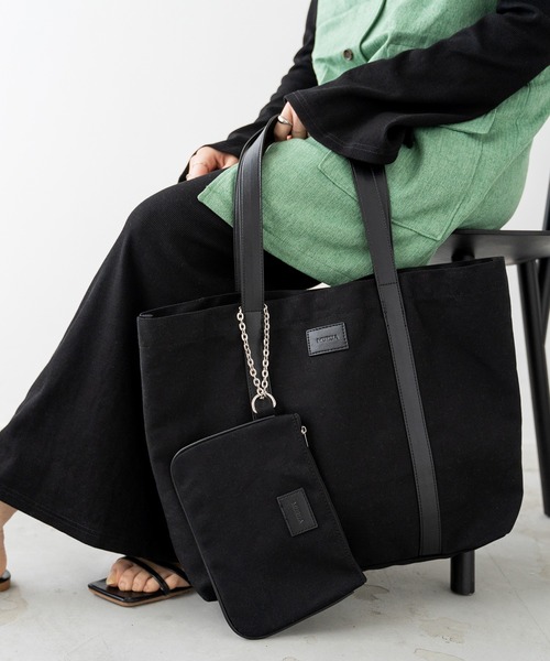 MURUA（ムルーア）の「MURUA (ムルーア) トートバッグ LINEN&CANVAS MR-B1131（トートバッグ・レディース・ブラック/ベージュ・FREE）」の7枚目の写真