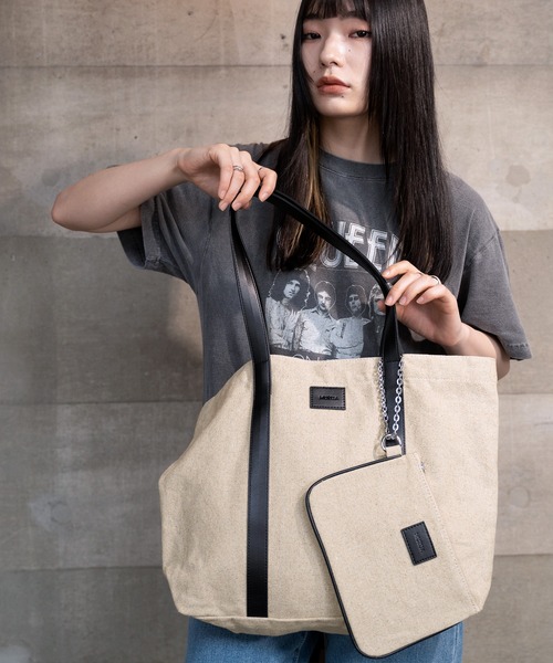 MURUA（ムルーア）の「MURUA (ムルーア) トートバッグ LINEN&CANVAS MR-B1131（トートバッグ・レディース・ブラック/ベージュ・FREE）」の8枚目の写真