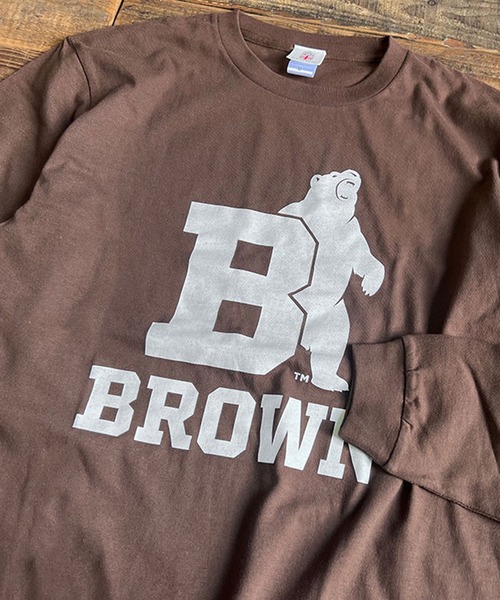 FUNALIVE(ファンアライブ)の「5.6oz カレッジロゴプリント長袖Tシャツ 2023SS(Tシャツ/カットソー・メンズ・グレー/ホワイト系その他2/ホワイト/ブラウン/ホワイト系その他/ネイビー・M/L/XL)」の1枚目の写真