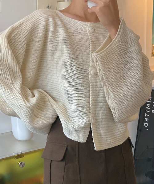 fd style(エフディ スタイル)の「ルーズフィットクロップカーディガン(カーディガン/ボレロ・レディース・Navy/White/LT.Blue/PINK・FREE)」の1枚目の写真