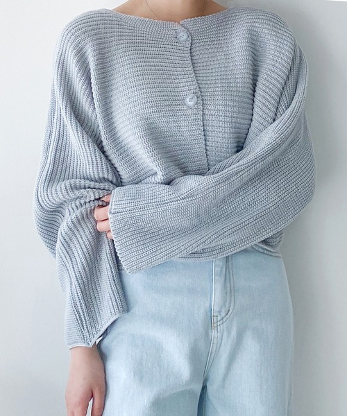 fd style(エフディ スタイル)の「ルーズフィットクロップカーディガン(カーディガン/ボレロ・レディース・Navy/White/LT.Blue/PINK・FREE)」の3枚目の写真