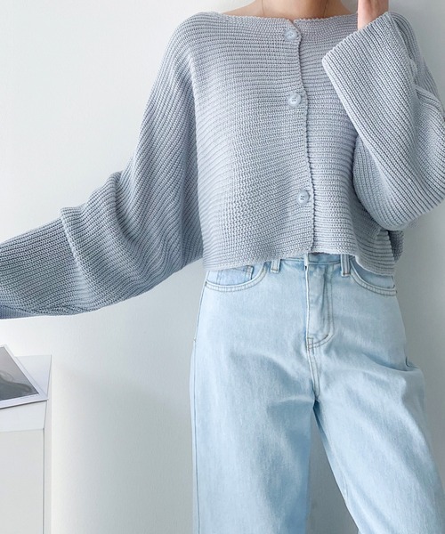 fd style(エフディ スタイル)の「ルーズフィットクロップカーディガン(カーディガン/ボレロ・レディース・Navy/White/LT.Blue/PINK・FREE)」の8枚目の写真