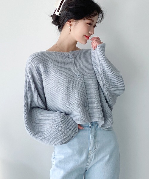fd style(エフディ スタイル)の「ルーズフィットクロップカーディガン(カーディガン/ボレロ・レディース・Navy/White/LT.Blue/PINK・FREE)」の9枚目の写真