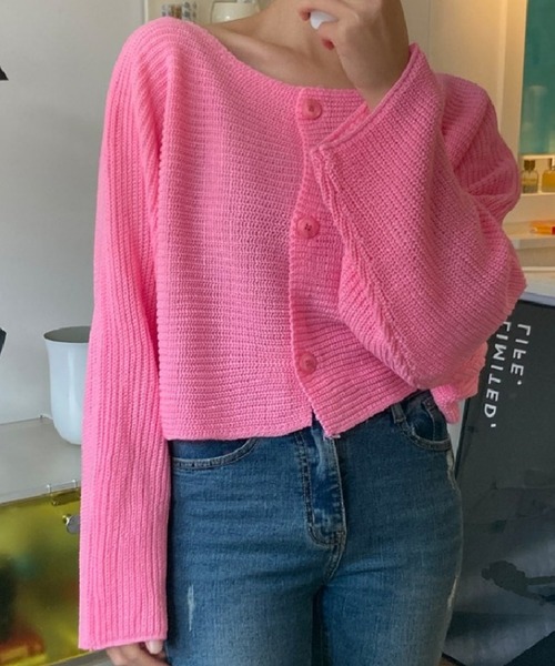 fd style(エフディ スタイル)の「ルーズフィットクロップカーディガン(カーディガン/ボレロ・レディース・Navy/White/LT.Blue/PINK・FREE)」の18枚目の写真