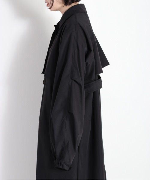 cepo（セポ）の「ハイネック シャークスキンコート（ステンカラーコート・レディース・ブラック/オフホワイト・M）」の12枚目の写真