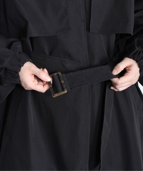 cepo（セポ）の「ハイネック シャークスキンコート（ステンカラーコート・レディース・ブラック/オフホワイト・M）」の13枚目の写真