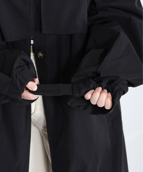 cepo（セポ）の「ハイネック シャークスキンコート（ステンカラーコート・レディース・ブラック/オフホワイト・M）」の9枚目の写真