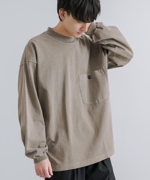 KRIFF MAYER(クリフメイヤー)の「KRIFF MAYER クリフメイヤー オーバーサイズ ピグメント胸ポケットロングTシャツ(Tシャツ/カットソー・メンズ・アッシュグレー/ダークブルー/カーキ/セージグリーン・M/L/XL)」の3枚目の写真