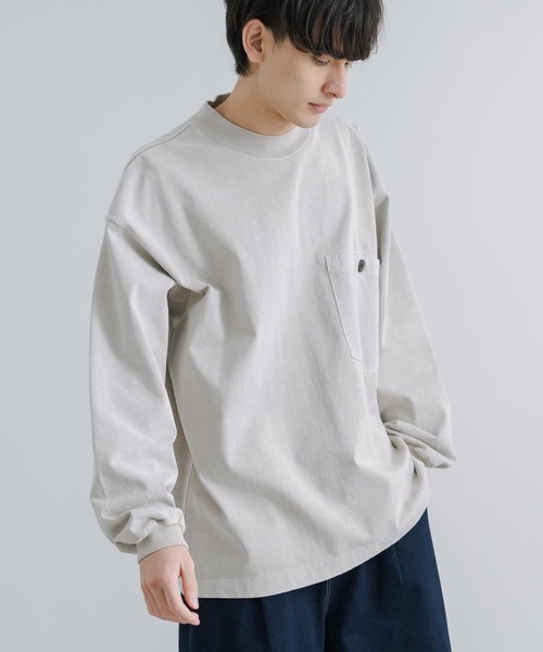 KRIFF MAYER(クリフメイヤー)の「KRIFF MAYER クリフメイヤー オーバーサイズ ピグメント胸ポケットロングTシャツ(Tシャツ/カットソー・メンズ・アッシュグレー/ダークブルー/カーキ/セージグリーン・M/L/XL)」の2枚目の写真