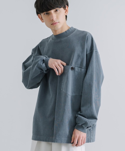 KRIFF MAYER(クリフメイヤー)の「KRIFF MAYER クリフメイヤー オーバーサイズ ピグメント胸ポケットロングTシャツ(Tシャツ/カットソー・メンズ・アッシュグレー/ダークブルー/カーキ/セージグリーン・M/L/XL)」の21枚目の写真