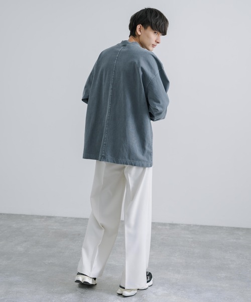 KRIFF MAYER(クリフメイヤー)の「KRIFF MAYER クリフメイヤー オーバーサイズ ピグメント胸ポケットロングTシャツ(Tシャツ/カットソー・メンズ・アッシュグレー/ダークブルー/カーキ/セージグリーン・M/L/XL)」の17枚目の写真