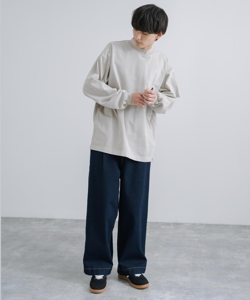 KRIFF MAYER(クリフメイヤー)の「KRIFF MAYER クリフメイヤー オーバーサイズ ピグメント胸ポケットロングTシャツ(Tシャツ/カットソー・メンズ・アッシュグレー/ダークブルー/カーキ/セージグリーン・M/L/XL)」の11枚目の写真