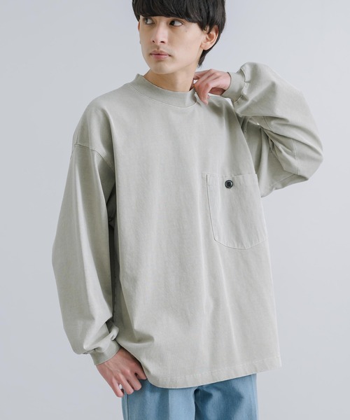 KRIFF MAYER(クリフメイヤー)の「KRIFF MAYER クリフメイヤー オーバーサイズ ピグメント胸ポケットロングTシャツ(Tシャツ/カットソー・メンズ・アッシュグレー/ダークブルー/カーキ/セージグリーン・M/L/XL)」の12枚目の写真