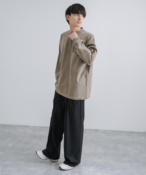 KRIFF MAYER(クリフメイヤー)の「KRIFF MAYER クリフメイヤー オーバーサイズ ピグメント胸ポケットロングTシャツ(Tシャツ/カットソー・メンズ・アッシュグレー/ダークブルー/カーキ/セージグリーン・M/L/XL)」の16枚目の写真