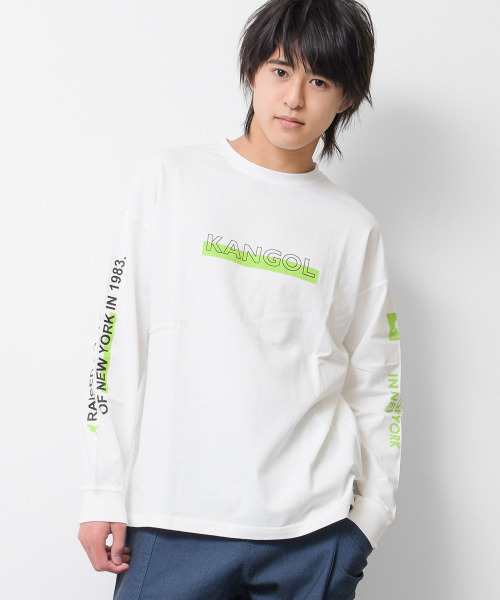 KANGOL KIDS(カンゴールキッズ)の「KANGOL 別注袖ネオンプリントロングTシャツ(Tシャツ/カットソー・キッズ・ブラック/チャコールグレー/オフホワイト・130/140/160/150/120)」の2枚目の写真