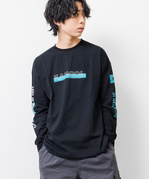 KANGOL KIDS(カンゴールキッズ)の「KANGOL 別注袖ネオンプリントロングTシャツ(Tシャツ/カットソー・キッズ・ブラック/チャコールグレー/オフホワイト・130/140/160/150/120)」の3枚目の写真