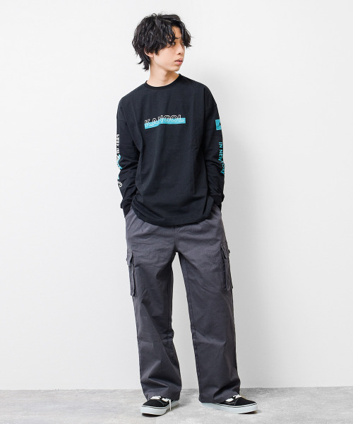 KANGOL KIDS(カンゴールキッズ)の「KANGOL 別注袖ネオンプリントロングTシャツ(Tシャツ/カットソー・キッズ・ブラック/チャコールグレー/オフホワイト・130/140/160/150/120)」の7枚目の写真