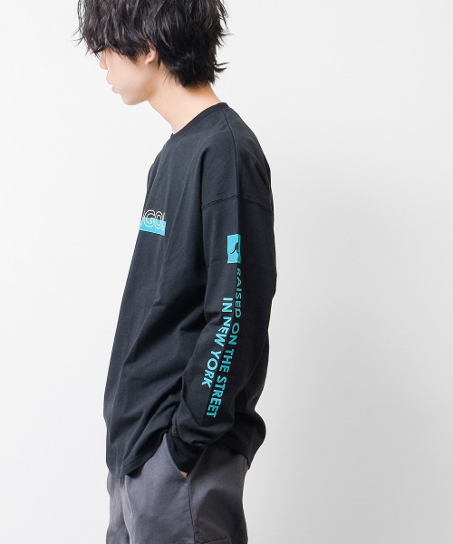 KANGOL KIDS(カンゴールキッズ)の「KANGOL 別注袖ネオンプリントロングTシャツ(Tシャツ/カットソー・キッズ・ブラック/チャコールグレー/オフホワイト・130/140/160/150/120)」の8枚目の写真