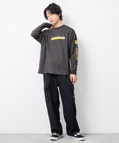 KANGOL KIDS(カンゴールキッズ)の「KANGOL 別注袖ネオンプリントロングTシャツ(Tシャツ/カットソー・キッズ・ブラック/チャコールグレー/オフホワイト・130/140/160/150/120)」の11枚目の写真