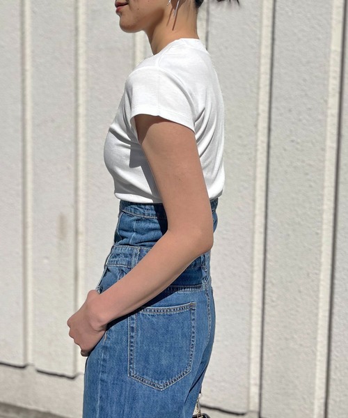 Jewelobe（ジュエローブ）の「UネックTシャツ（Tシャツ/カットソー・レディース・ホワイト/ブラウン/ベージュ/杢グレー/ブラック・FREE）」の19枚目の写真