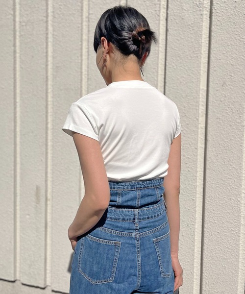 Jewelobe（ジュエローブ）の「UネックTシャツ（Tシャツ/カットソー・レディース・ホワイト/ブラウン/ベージュ/杢グレー/ブラック・FREE）」の20枚目の写真