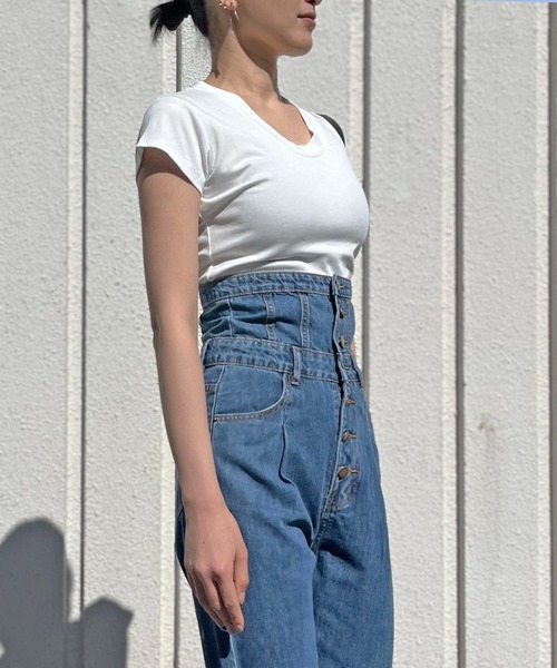 Jewelobe（ジュエローブ）の「UネックTシャツ（Tシャツ/カットソー・レディース・ホワイト/ブラウン/ベージュ/杢グレー/ブラック・FREE）」の21枚目の写真