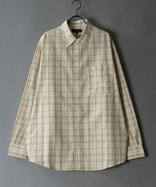 SITRY(シトリー)の「Oversize Drop shoulder broadcloth check shirt/オーバーサイズ ドロップショルダー ブロード チェック シャツ(シャツ/ブラウス・メンズ・オレンジ/ベージュ/ラベンダー/グレー・M/L)」の3枚目の写真