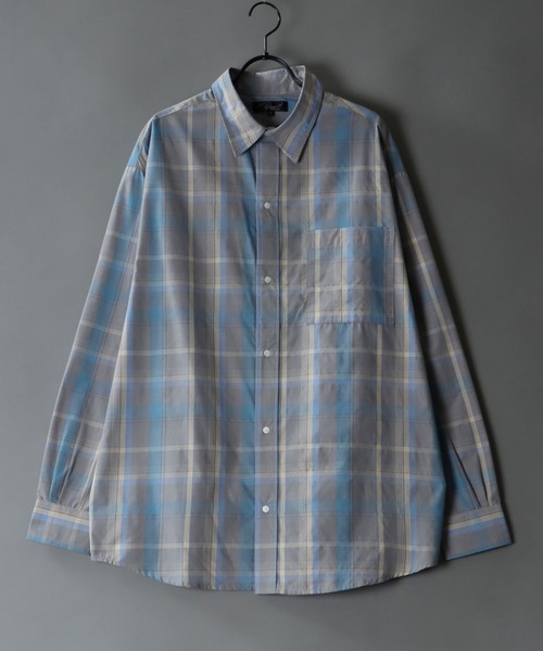 SITRY(シトリー)の「Oversize Drop shoulder broadcloth check shirt/オーバーサイズ ドロップショルダー ブロード チェック シャツ(シャツ/ブラウス・メンズ・オレンジ/ベージュ/ラベンダー/グレー・M/L)」の2枚目の写真