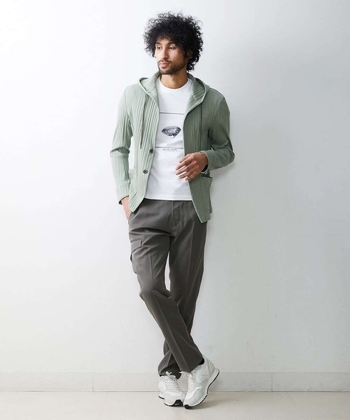 MICHEL KLEIN HOMME   （ミッシェルクランオム）の「プリーツパーカー（パーカー・メンズ・ライトグレー/ネイビー/カーキ・MEDIUM/LARGE/X-LARGE）」の3枚目の写真