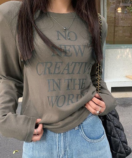 Girly Doll(ガーリードール)の「プリントロゴロングTシャツ(Tシャツ/カットソー・レディース・オレンジ/ブラック/モカ・M/L)」の3枚目の写真