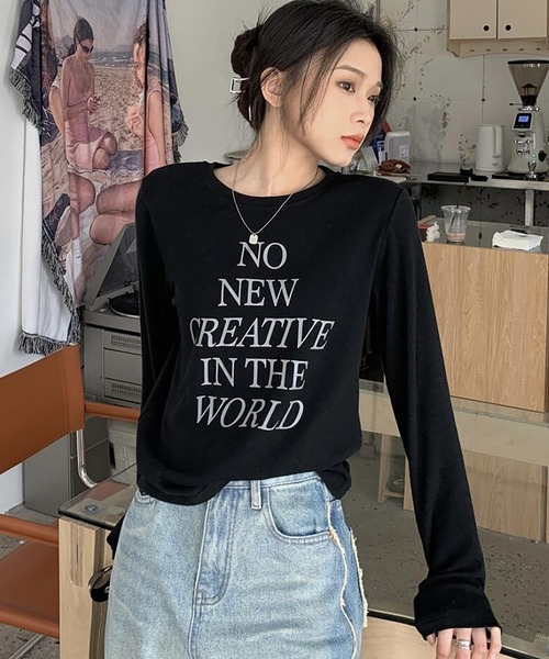 Girly Doll(ガーリードール)の「プリントロゴロングTシャツ(Tシャツ/カットソー・レディース・オレンジ/ブラック/モカ・M/L)」の4枚目の写真