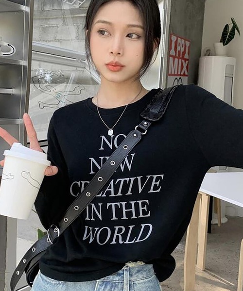 Girly Doll(ガーリードール)の「プリントロゴロングTシャツ(Tシャツ/カットソー・レディース・オレンジ/ブラック/モカ・M/L)」の5枚目の写真