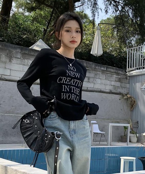 Girly Doll(ガーリードール)の「プリントロゴロングTシャツ(Tシャツ/カットソー・レディース・オレンジ/ブラック/モカ・M/L)」の6枚目の写真