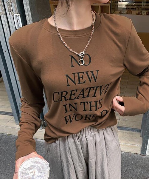 Girly Doll(ガーリードール)の「プリントロゴロングTシャツ(Tシャツ/カットソー・レディース・オレンジ/ブラック/モカ・M/L)」の9枚目の写真