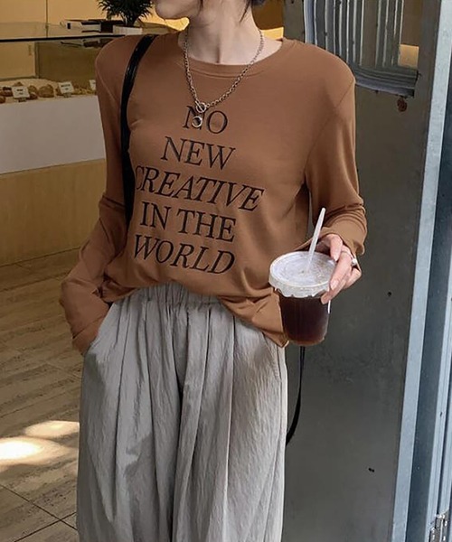Girly Doll(ガーリードール)の「プリントロゴロングTシャツ(Tシャツ/カットソー・レディース・オレンジ/ブラック/モカ・M/L)」の10枚目の写真
