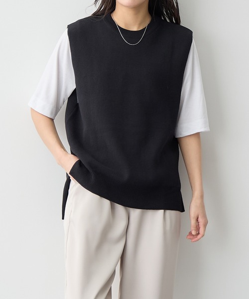 for/c(フォーシー)の「ミラノリブニットベスト【サスティナブル】(ニット/セーター・レディース・アイボリー/ベージュ/ブラック・M/L)」の2枚目の写真