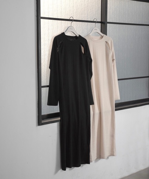 lawgy(ラウジー)の「random rib shoulder slit op(ワンピース・レディース・アイボリー/ブラック・FREE)」の14枚目の写真
