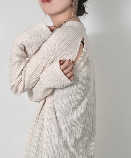lawgy(ラウジー)の「random rib shoulder slit op(ワンピース・レディース・アイボリー/ブラック・FREE)」の19枚目の写真