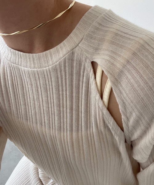 lawgy(ラウジー)の「random rib shoulder slit op(ワンピース・レディース・アイボリー/ブラック・FREE)」の22枚目の写真
