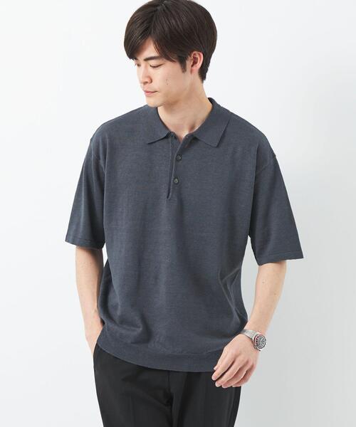 green label relaxing(グリーンレーベルリラクシング)の「リネンポリエステル プレーティング ポロシャツ -ウォッシャブル-(ポロシャツ・メンズ・ロイヤルブルー/グレー/オレンジ系その他・S/M/L/XL)」の2枚目の写真