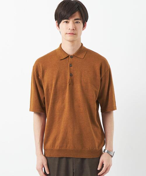 green label relaxing(グリーンレーベルリラクシング)の「リネンポリエステル プレーティング ポロシャツ -ウォッシャブル-(ポロシャツ・メンズ・ロイヤルブルー/グレー/オレンジ系その他・S/M/L/XL)」の5枚目の写真