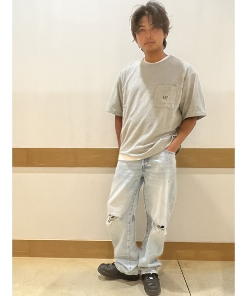 GAP（ギャップ）の「オーバーサイズ GAPロゴ ピケ ポケットTシャツ（Tシャツ/カットソー・メンズ・ホワイト/グリーン/ライトグレー/ネイビー/ブルー/ブラック・S/L/M/XL/XS）」の18枚目の写真