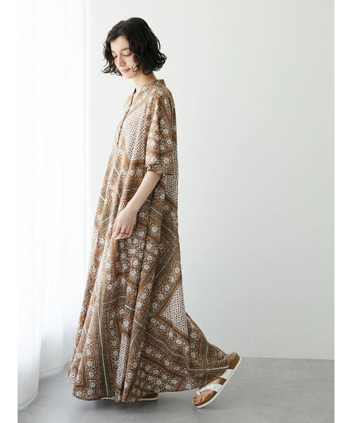 CRAFT STANDARD BOUTIQUE（クラフトスタンダードブティック）の「パッチワークパネル柄ワンピース（ワンピース・レディース・ブラウン/グリーン/ブラック・FREE）」の5枚目の写真