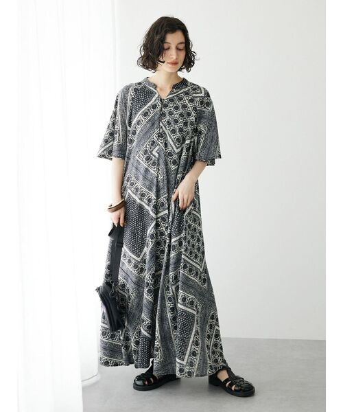 CRAFT STANDARD BOUTIQUE（クラフトスタンダードブティック）の「パッチワークパネル柄ワンピース（ワンピース・レディース・ブラウン/グリーン/ブラック・FREE）」の9枚目の写真