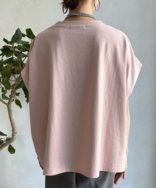 DouDou（ドゥドゥ）の「porte発砲プリントロゴパールTEE（Tシャツ/カットソー・レディース・チャコールグレー/オフホワイト/ピンク/グレイッシュベージュ・FREE）」の9枚目の写真