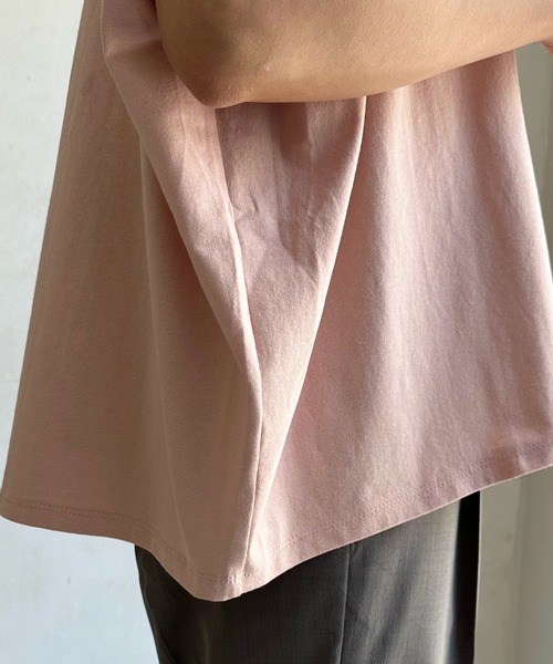 DouDou（ドゥドゥ）の「porte発砲プリントロゴパールTEE（Tシャツ/カットソー・レディース・チャコールグレー/オフホワイト/ピンク/グレイッシュベージュ・FREE）」の20枚目の写真