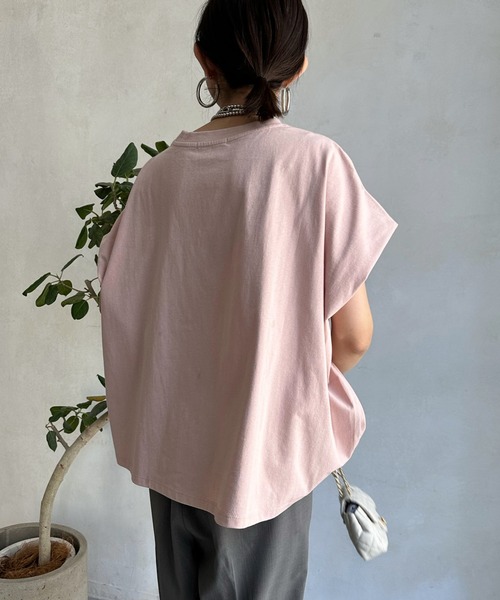 DouDou（ドゥドゥ）の「porte発砲プリントロゴパールTEE（Tシャツ/カットソー・レディース・チャコールグレー/オフホワイト/ピンク/グレイッシュベージュ・FREE）」の18枚目の写真