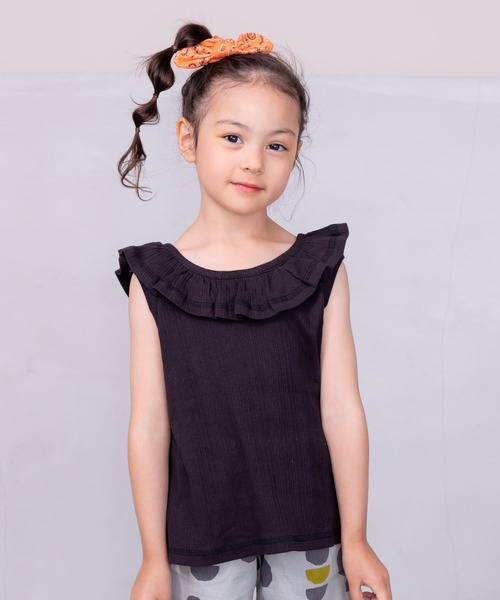 CALMIA(カルミア)の「フリルカラーノースリーブカットソー(90~150cm)(Tシャツ/カットソー・キッズ・ブラック/ラベンダー/ライトグリーン・90/100/110/120/130/140/150)」の4枚目の写真