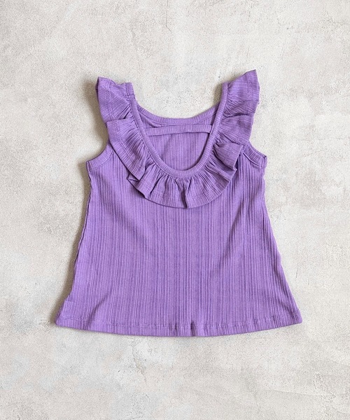 CALMIA(カルミア)の「フリルカラーノースリーブカットソー(90~150cm)(Tシャツ/カットソー・キッズ・ブラック/ラベンダー/ライトグリーン・90/100/110/120/130/140/150)」の11枚目の写真